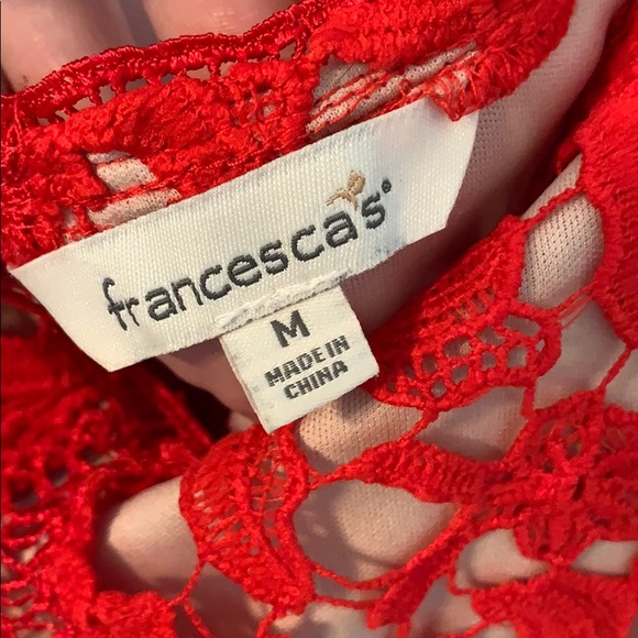Francesca’s off the shoulder red lace dress - Picture 8 of 9